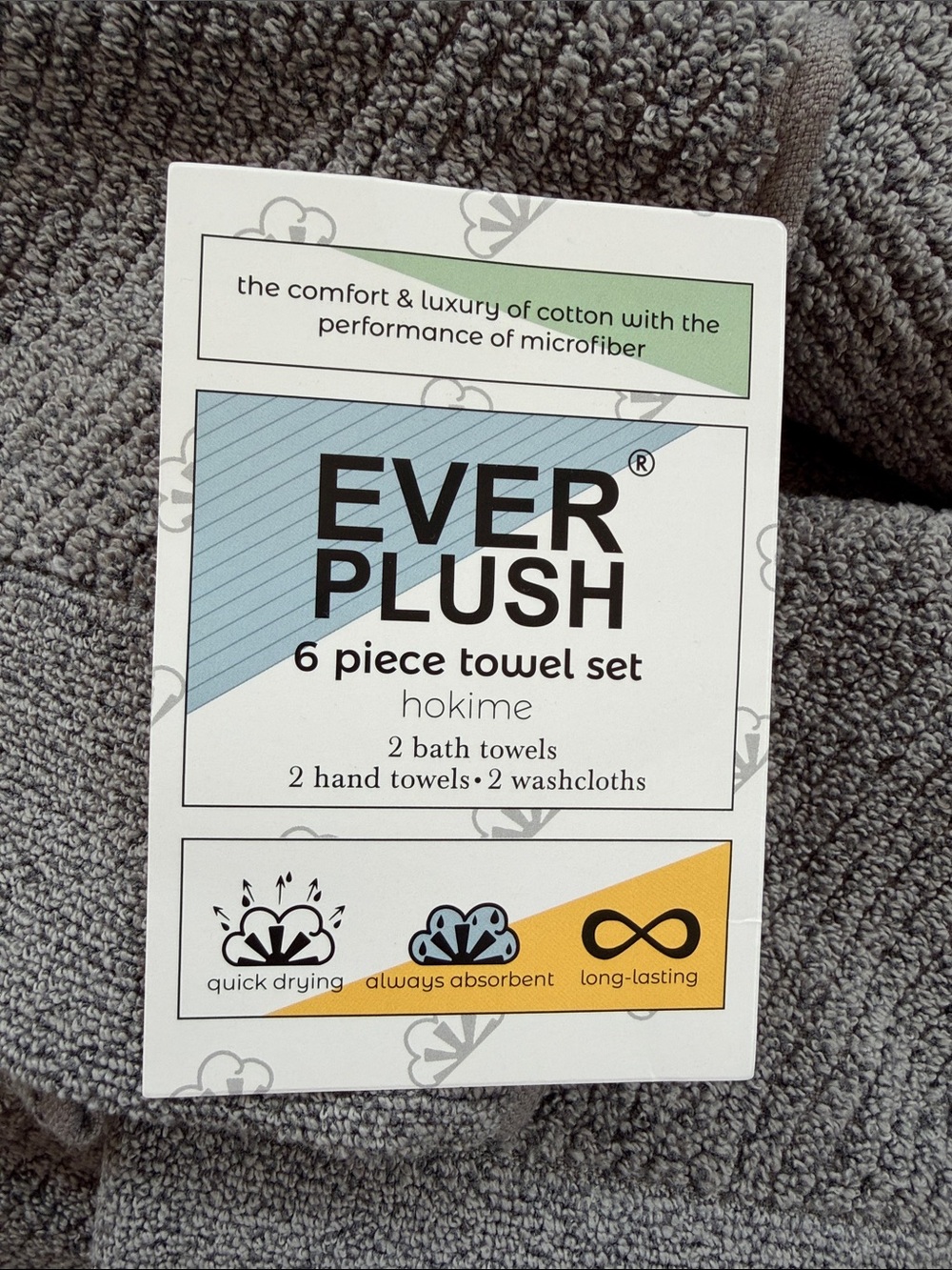 EVERPLUSH 6-Piece Towel Set in Gray - Picture 2 of 8